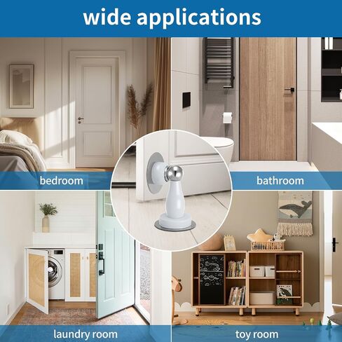 Magnetic Door Stop, Stainless Steel Door Stop, Suitable for Wall and Floor mounting, Door Retainer, Double Sided Adhesive Tape, no Drilling Required（Silver-1pack） in Saudi Arabia