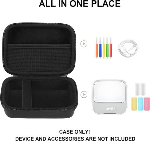 Hard Caying Case for iDPRT Mini Printer Portable Sticker Printer, Thermal Label Printer Storage Case with Mesh Pocket for Roll Sticker Paper, USB Cable, Black in Saudi Arabia
