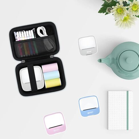 Hard Caying Case for iDPRT Mini Printer Portable Sticker Printer, Thermal Label Printer Storage Case with Mesh Pocket for Roll Sticker Paper, USB Cable, Black in Saudi Arabia