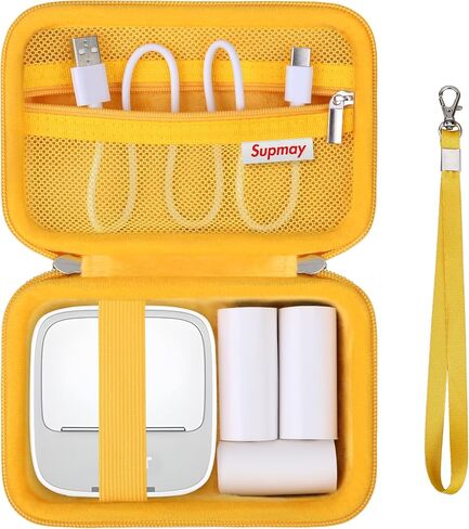 Hard Caying Case for iDPRT Mini Printer Portable Sticker Printer, Thermal Label Printer Storage Case with Mesh Pocket for Roll Sticker Paper, USB Cable, Black in Saudi Arabia