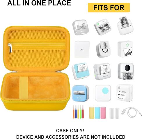 Hard Caying Case for iDPRT Mini Printer Portable Sticker Printer, Thermal Label Printer Storage Case with Mesh Pocket for Roll Sticker Paper, USB Cable, Black in Saudi Arabia