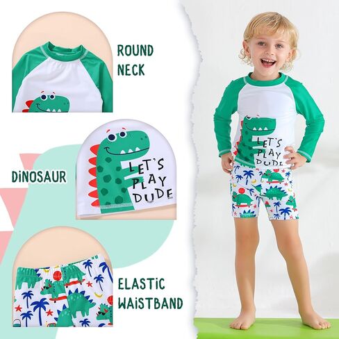 Happy Town Toddler Boys Swimsuits Rashguard Sets Long Sleeve Swim Shirt Trunk Bathing Suits Swimwear Summer Outfits Clothes in Kuwait