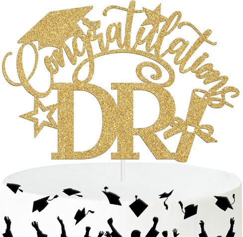 Ferburitar Congratulations DR Cake Topper, Congrats Grad/Doctoral Degree Cake Decor, Class of 2024 Graduation Party Decorations Supplies, Gold Glitter in Saudi Arabia