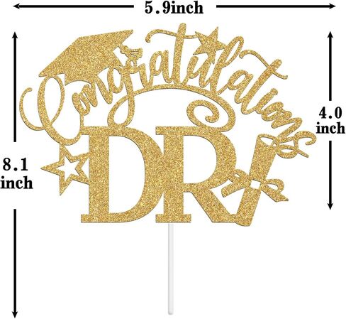 Ferburitar Congratulations DR Cake Topper, Congrats Grad/Doctoral Degree Cake Decor, Class of 2024 Graduation Party Decorations Supplies, Gold Glitter in Saudi Arabia