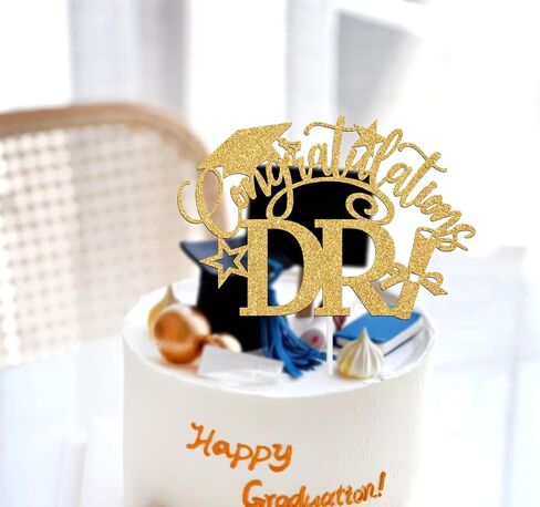 Ferburitar Congratulations DR Cake Topper, Congrats Grad/Doctoral Degree Cake Decor, Class of 2024 Graduation Party Decorations Supplies, Gold Glitter in Saudi Arabia