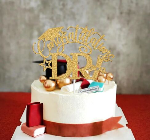 Ferburitar Congratulations DR Cake Topper, Congrats Grad/Doctoral Degree Cake Decor, Class of 2024 Graduation Party Decorations Supplies, Gold Glitter in Saudi Arabia