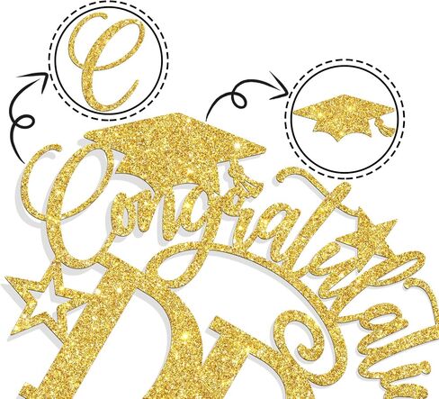 Ferburitar Congratulations DR Cake Topper, Congrats Grad/Doctoral Degree Cake Decor, Class of 2024 Graduation Party Decorations Supplies, Gold Glitter in Saudi Arabia