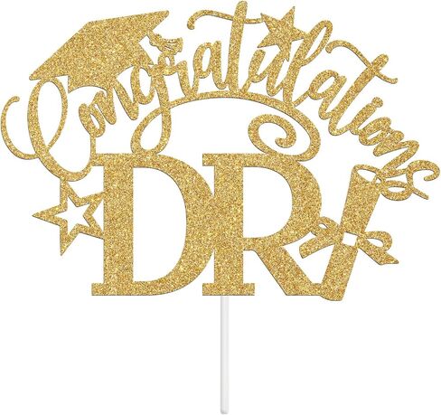 Ferburitar Congratulations DR Cake Topper, Congrats Grad/Doctoral Degree Cake Decor, Class of 2024 Graduation Party Decorations Supplies, Gold Glitter in Saudi Arabia