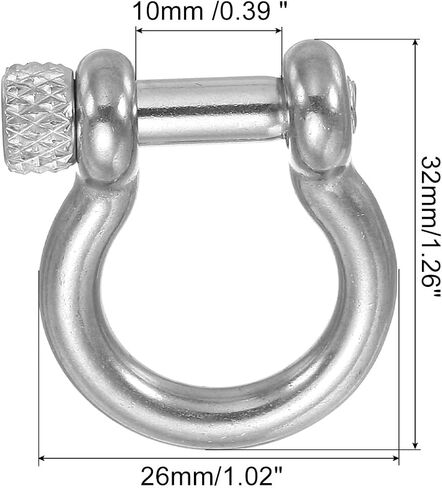 PATIKIL D-Ring Shackle, Inside Width Stainless Steel U Shape Small Shackles for DIY Leather in Saudi Arabia