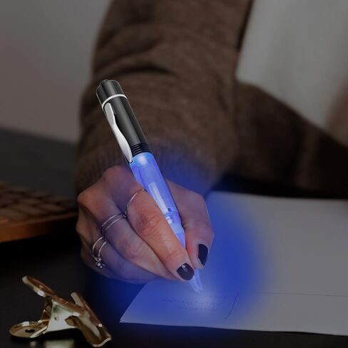 GS GLOWSEEN LED Pen With Light (2cts/Pack), Light Up Pens for Night Writing, Lighted Tip Pen Flashlight, 0.7mm Fine Point Black Ballpoint Pens -Blue Light in Saudi Arabia