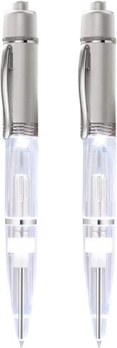 GS GLOWSEEN LED Pen With Light (2cts/Pack), Light Up Pens for Night Writing, Lighted Tip Pen Flashlight, 0.7mm Fine Point Black Ballpoint Pens -Blue Light in Saudi Arabia
