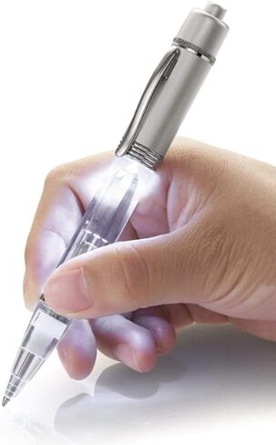 GS GLOWSEEN LED Pen With Light (2cts/Pack), Light Up Pens for Night Writing, Lighted Tip Pen Flashlight, 0.7mm Fine Point Black Ballpoint Pens -Blue Light in Saudi Arabia