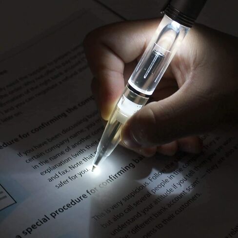 GS GLOWSEEN LED Pen With Light (2cts/Pack), Light Up Pens for Night Writing, Lighted Tip Pen Flashlight, 0.7mm Fine Point Black Ballpoint Pens -Blue Light in Saudi Arabia