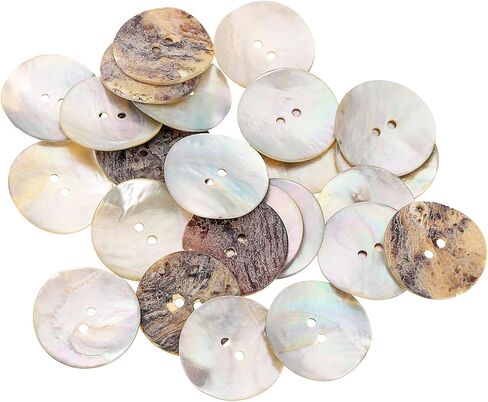 uxcell 25 Pcs Natural Shell Buttons, 2 Hole Mother of Pearl Buttons 30mm Sewing Buttons Sewing Craft Buttons for Shirt Sewing DIY Crafts Decoration, Brown in Saudi Arabia