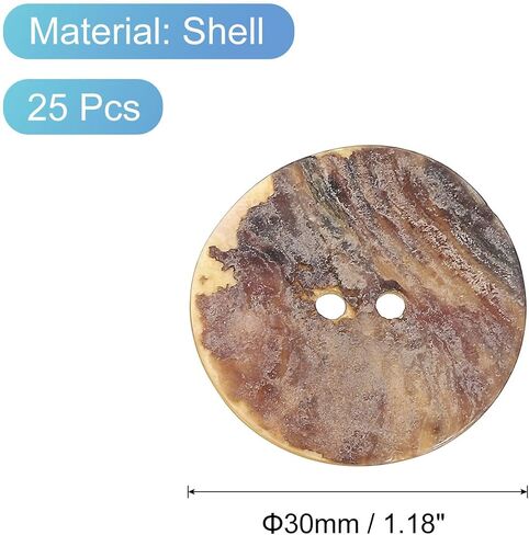 uxcell 25 Pcs Natural Shell Buttons, 2 Hole Mother of Pearl Buttons 30mm Sewing Buttons Sewing Craft Buttons for Shirt Sewing DIY Crafts Decoration, Brown in Saudi Arabia