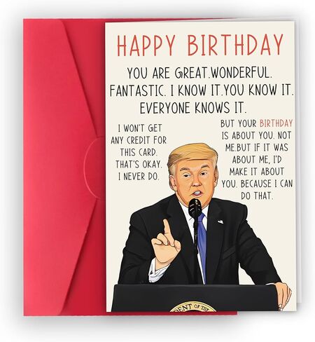 Humorous Trump Birthday Card for Women Men, Funny Donald Trump Birthday Cards Gifts for Dad Mom Family, Happy Trump Birthday Theme Decorations for Husband Wife, Unique Birthday Gifts Ideas for Him Her in Saudi Arabia