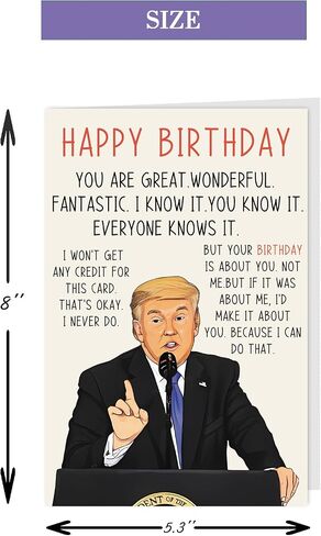 Humorous Trump Birthday Card for Women Men, Funny Donald Trump Birthday Cards Gifts for Dad Mom Family, Happy Trump Birthday Theme Decorations for Husband Wife, Unique Birthday Gifts Ideas for Him Her in Saudi Arabia