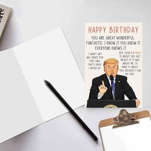 Humorous Trump Birthday Card for Women Men, Funny Donald Trump Birthday Cards Gifts for Dad Mom Family, Happy Trump Birthday Theme Decorations for Husband Wife, Unique Birthday Gifts Ideas for Him Her in Saudi Arabia