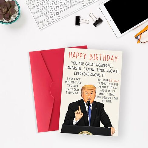 Humorous Trump Birthday Card for Women Men, Funny Donald Trump Birthday Cards Gifts for Dad Mom Family, Happy Trump Birthday Theme Decorations for Husband Wife, Unique Birthday Gifts Ideas for Him Her in Saudi Arabia