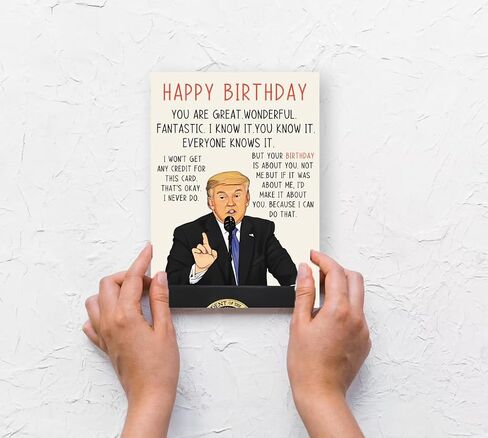 Humorous Trump Birthday Card for Women Men, Funny Donald Trump Birthday Cards Gifts for Dad Mom Family, Happy Trump Birthday Theme Decorations for Husband Wife, Unique Birthday Gifts Ideas for Him Her in Saudi Arabia