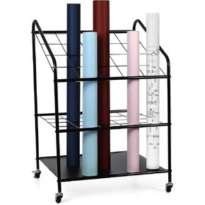 Houseables Blueprint Holder, Blueprint Storage Rack, Print Rack, Plan Holder, Poster Display Rack, Plan Rack, Blueprint Cabinet, Construction Plan Holder, Metal, 4x4" Compartments, 20 Slots, w/Wheels