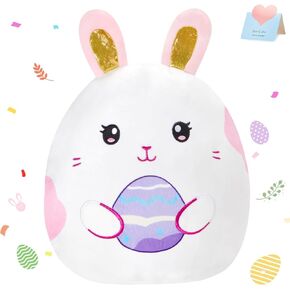وسادة WEWILL أرنب عيد الفصح مقاس 15 بوصة مع آذان أرنب لطيفة وبيضة عيد الفصح - زميل لعب لطيف وأريكة/سرير ديكور هدية رائعة لعيد الفصح للأطفال الصغار الأولاد والبنات in Kuwait