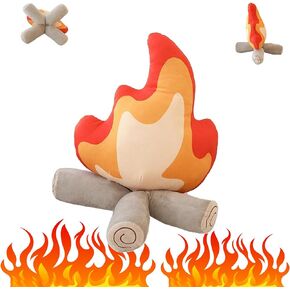 Funny Campfire Plush,17.7 in Simulation Fake Campfire Pillow, Soft Stuffed Cartoon Fire Doll Campfire Firewood Toys, Simulation Bonfire Plush Toy for Outdoor Camping Room Decor Kids Gifts