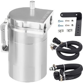 JDMON Oil Catch Can, Passenger Side Oil Separator Compatible with Ford F150 2.7EB 3.5EB 5.0L Passenger Side 2011-2021, Expedition 3.5L EcoBoost 2018-2021, Raptor 3.5L Ecoboost 2017-2021, 350ml, Sliver