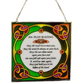 Irish Blessing Square 16 x 16cm Stained Glass Window Hang Suncatcher