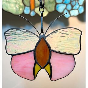 Stained Glass Sunshine Catcher, Home Window Hanging Decorations, Gifts for Good Friends. (Pink)