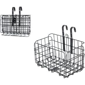 MEGHNA Bike Basket Metal Foldable Front Bicycle Basket Detachable Adjustable Height Iron Handlebar Basket Rear Bike Storage Basket no Liner Bag/with Liner Bag Waterproof Black Silver