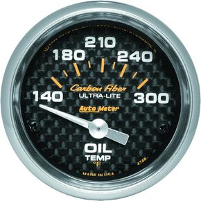AUTO METER 4748 Carbon Fiber Electric Oil Temperature Gauge Regular, 2 1/16"