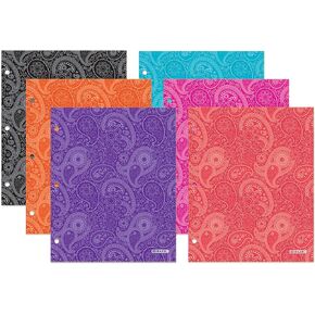BAZIC 2 Pockets Paper Folder, Polka Dot Portfolio, Letter Size Folders Holder for Office Business Document Papers Organizer, Assorted Color, 6-Pack