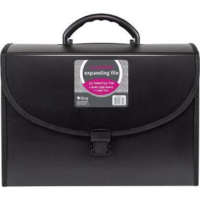 C-Line 21-Pocket Poly Expanding File with Handle, Includes Tabs, Locking Closure, Legal Size, Black (58320), Traditional