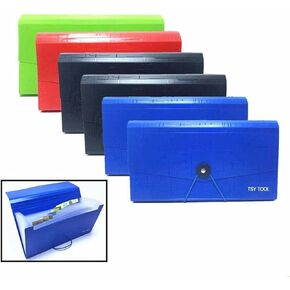 Pack of 4 Expandable File Folder,10"x5.5" Portable Accordion Document Pocket, Office Desk Organizer-13 Pockets,for Receipts, Coupons and Tickets, Check Size Water Resistant-Assorted Color