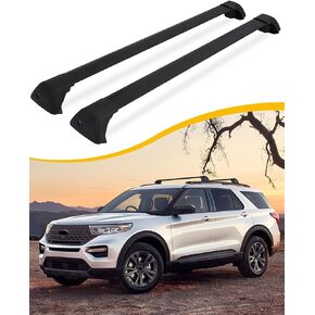Fit for Ford Explorer 2020-2024 Cross Bars Roof Rack Rail Lockable Crossbars Luggage Baggage Carrier Cargo Bar with Side Rails