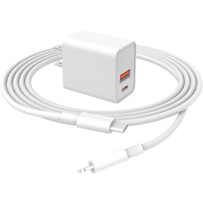 20W [Apple MFi Certified] Fast Charger for iPad Mini 5 5th Generation 2019 7.9" Tablet with 6.6Ft Lightning to USB-C Charging Cable A2133 A2124 A2126 A2125 AC Power Supply Adapter Cord