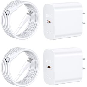 1Hora 20W USB C Charger 2-Pack, Type C Fast Charger with USB C to C Cable, iPad Wall Charger Block, Compatible with iPhone 15/15 Plus/15 Pro/15 Pro Max/iPad Pro/Mini/Air/Air4/AirPods/Samsung