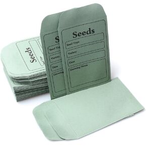 100 Pack Seed Saving Envelopes, 4.7 x 3.1 Inch Self-Adhesive Seed Packet Envelopes, Sage Green Envelopes for Garden
