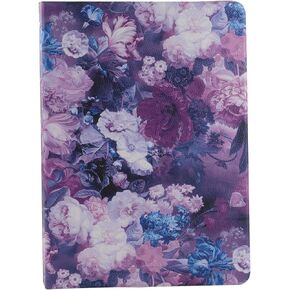 Professional Portfolio, Floral Painting PU Leather Binder Padfolio, Business Planner Organizer with 3-Ring Binder, Purple, 9.5 x 9.5 x 12.8"