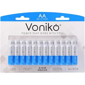 Voniko - Premium Grade AA Batteries - (100 Pack) - Alkaline Double A Battery - Ultra Long-Lasting, Leakproof 1.5v Batteries - 10-Year Shelf Life