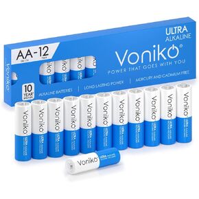 Voniko - Premium Grade AA Batteries - (100 Pack) - Alkaline Double A Battery - Ultra Long-Lasting, Leakproof 1.5v Batteries - 10-Year Shelf Life