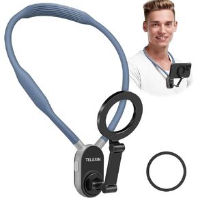 Magnetic Neck Phone Holder, Cell Phone Holder Around Neck POV/Vlog Selfie Mount Hand Free Phones Neck Holder Video Recording Chest Stand for iPhone 15 14 13 12 Pro Max Plus Mini (Blue)