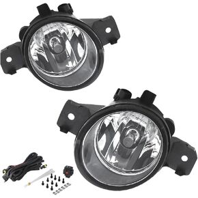 Driving Fog Lights Lamps Replacement for Nissan Altima 2013 2014 2015 with H11 12V 55W Halogen Bulbs & Chrome Black Bezel & Universal Switch and Wiring Kit (Clear Lens)