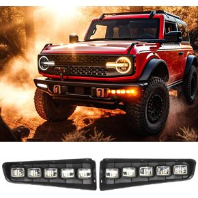 Fog Lights fit Ford Bronco 2021-2024 2/4-Door,Amber/Clear Fog Light Assemblies Daytime Running Lights
