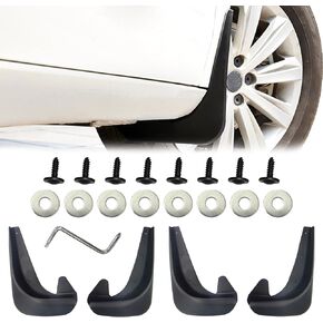 4PCS Car Mud Flaps, Black Mud Flaps Splash Guards, Fender Front & Rear Mud Guards Splash, No Drilling Mudguards Fenders with Hardware Kits, Mud Flaps Splash Guards Accessories Universal for Most Cars