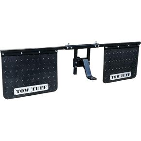 Tow Tuff 18 x 24 Inch Universal Hitch Mount Rubber Rear Splash Guard Towing Mud Flaps with Width and Height Adjustments, Black