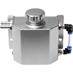 1L Universal Coolant Radiator Tank,Radiator Overflow Tank,Aluminum Radiator Coolant Overflow Bottle Recovery Black With Cap