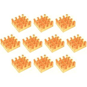 Easycargo 10mm Copper Heatsink Kit 10mm x 10mm x 4mm+ pre Applied 3M 8810 Thermal Conductive Adhesive Tape, Cooler Heat Sink Set for Cooling VRM IC Chips (10pcs 10x10x4mm Copper) in Saudi Arabia