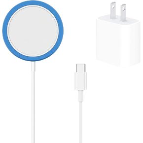 Compatible with Magnetic Wireless Charger，Fast Apple Mag-Safe Charger for iPhone 5 Pro Max/15 Pro/15/15 Plus/14/14 pro/14 plus/14 pro max/ 13/13 pro max/12 pro with Fast 20W Type-C PD Adapte.